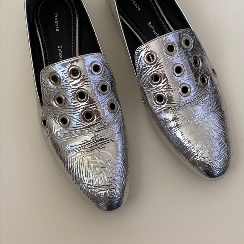 Proenza Shouler silver grommet loafers size 38! - Picture 2 of 5
